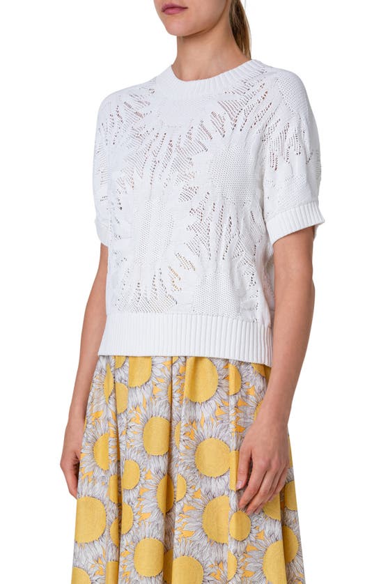 Shop Akris Punto Hello Sunshine Open Knit Cotton Sweater In Cream
