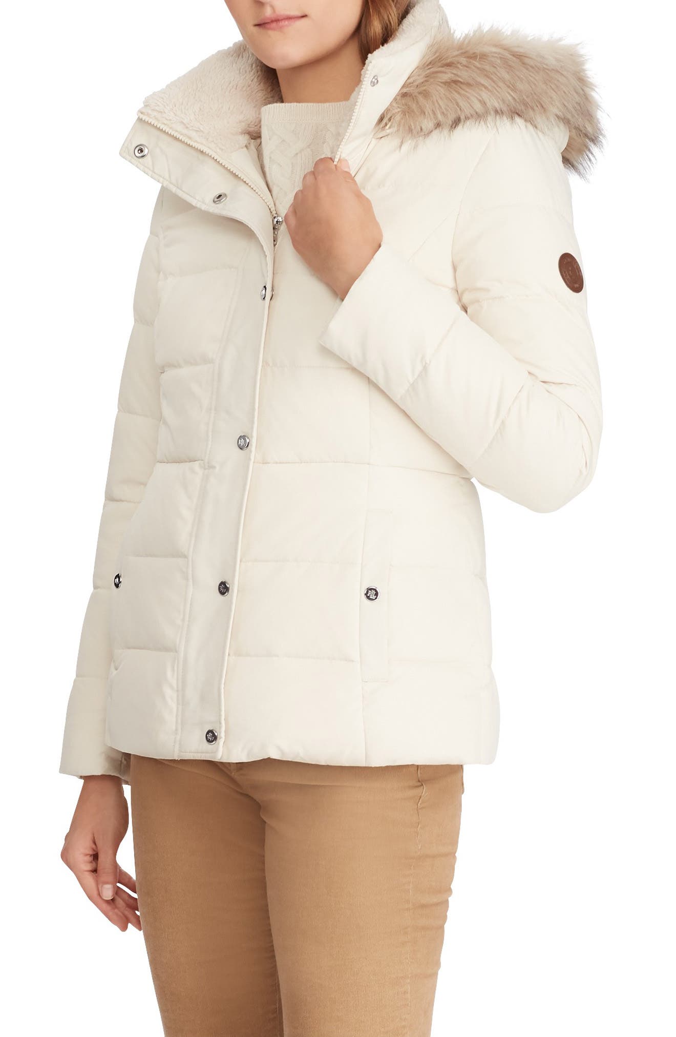 ralph lauren cream puffer jacket