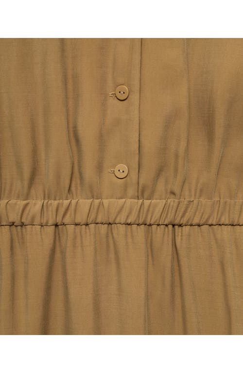 Mango Button Midi Dress In Medium Brown