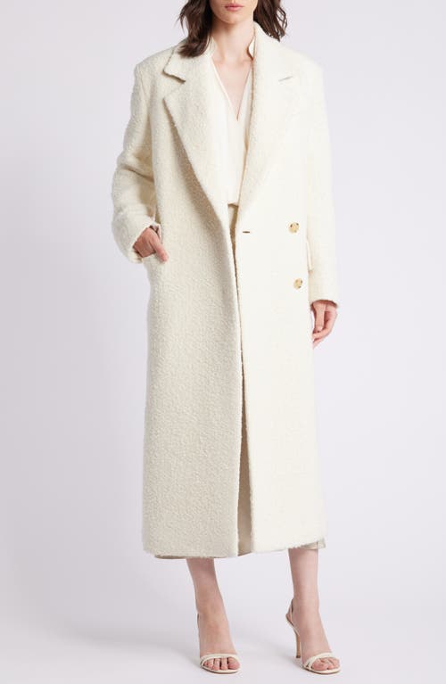 Shop Hugo Boss Boss Bouclé Tweed Longline Coat In Soft Cream