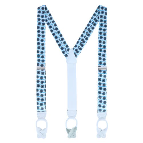 Trafalgar Find Your Way Compass Theme Silk Button End Suspenders In White