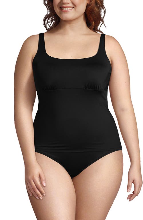 Shop Lands' End Plus Size Chlorine Resistant Square Neck Underwire Tankini Swimsuit Top In Black