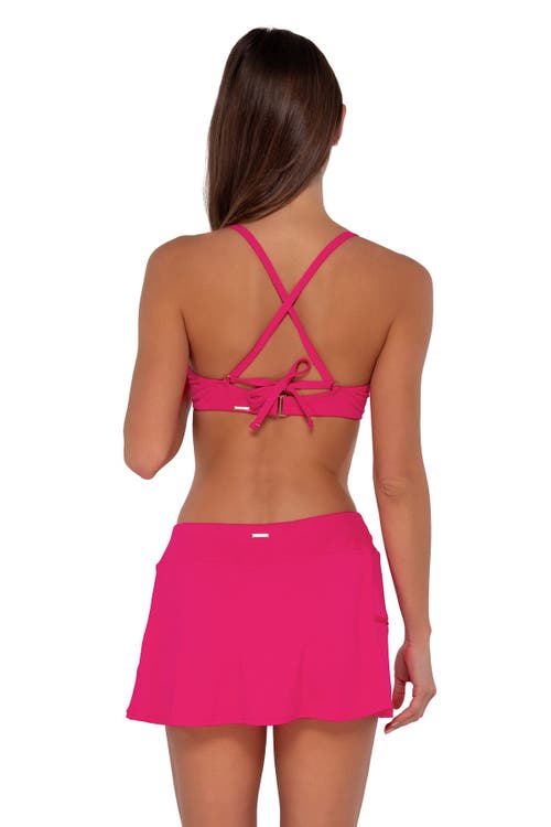 Sunsets Printed Sporty Skirted Bikini Bottom In Begonia Sandbar Rib