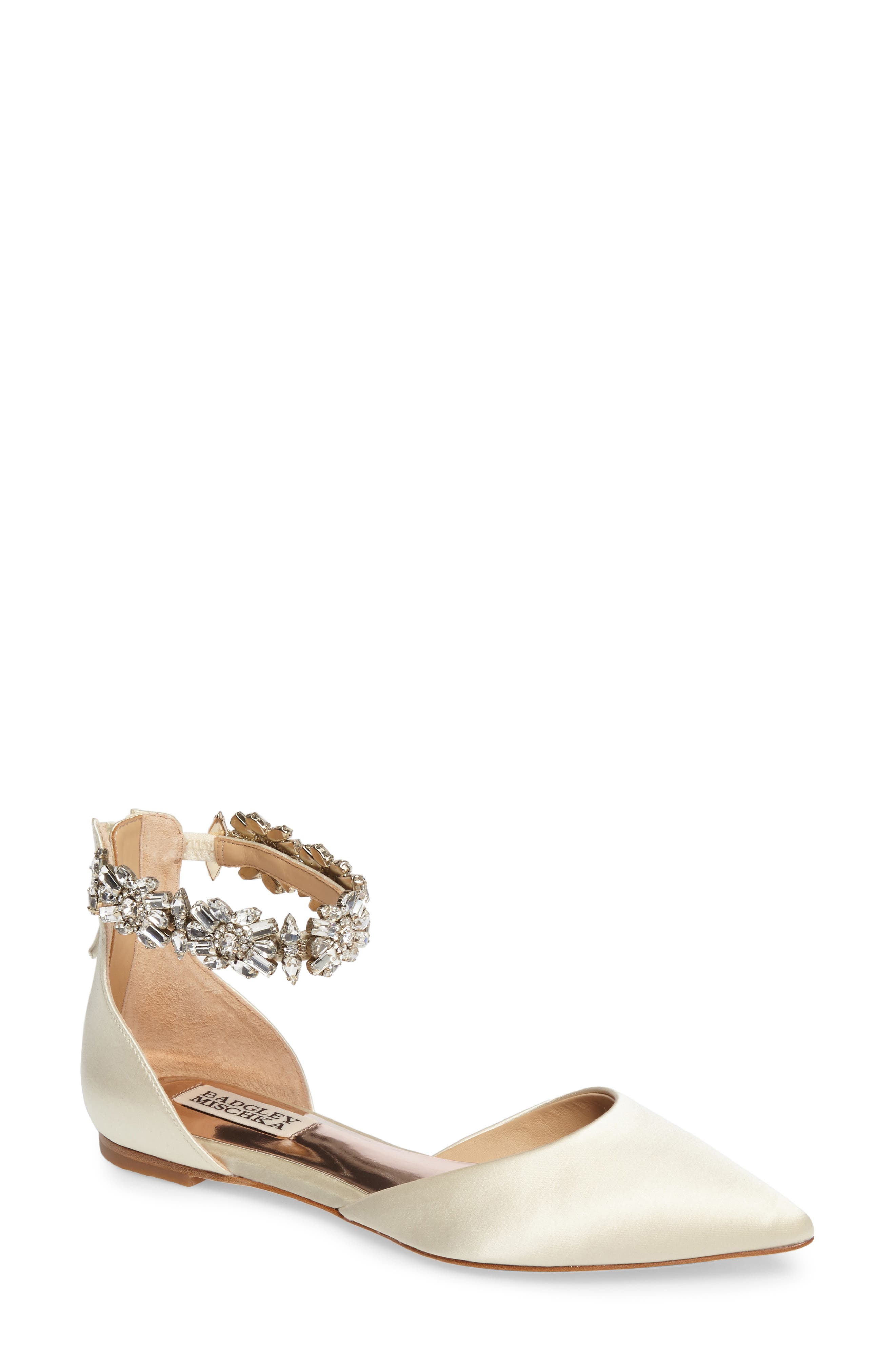 badgley mischka morgen ankle strap flat