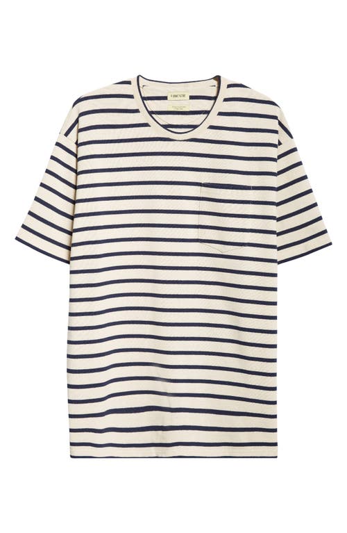 Oversize Cotton Pocket T-Shirt in Blue Stripes