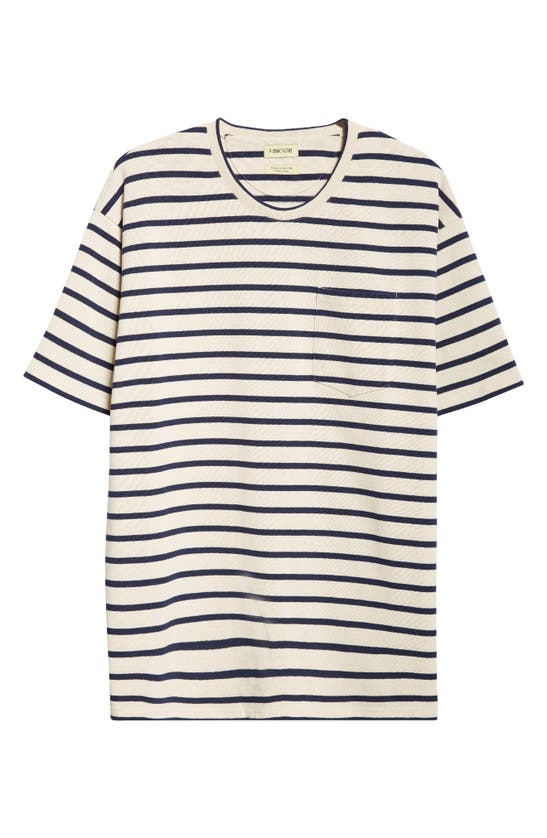 Shop De Bonne Facture Oversize Cotton Pocket T-shirt In Blue Stripes