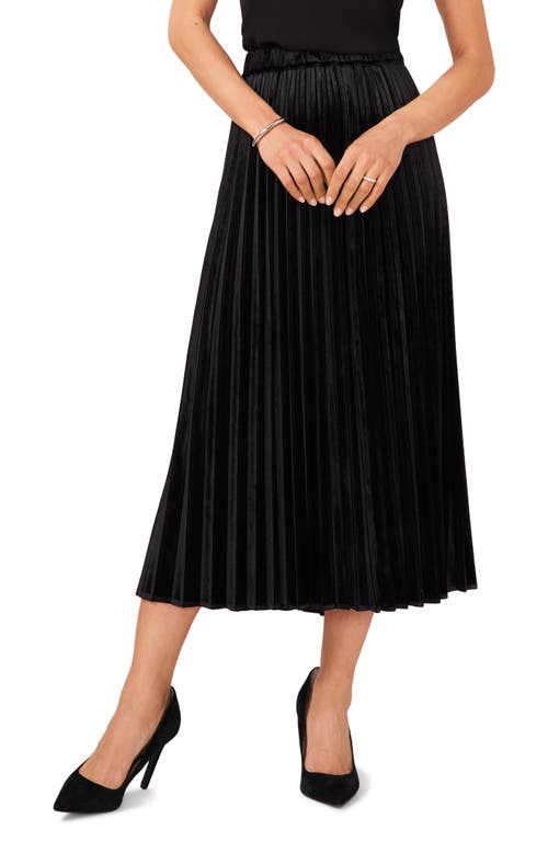 halogen(r) Pleated Velvet Midi Skirt in Rich Black