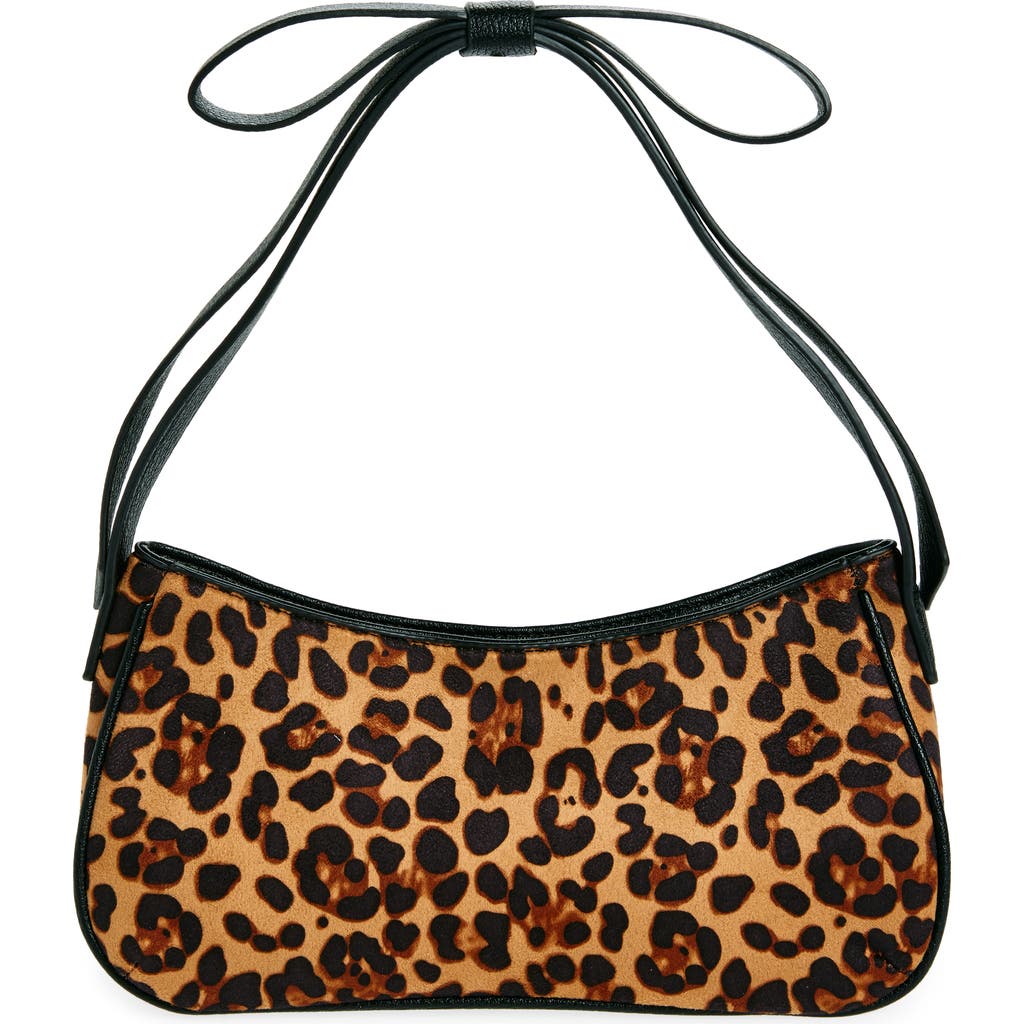 Mali + Lili Marissa Bow Leopard Recycled Vegan Leather Shoulder Bag In Tan/leopard