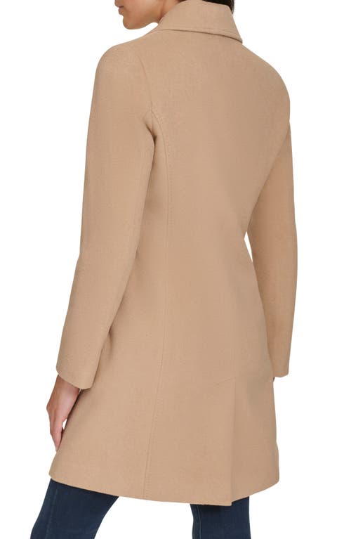 Calvin Klein Notch Wool Blend Coat In Camel
