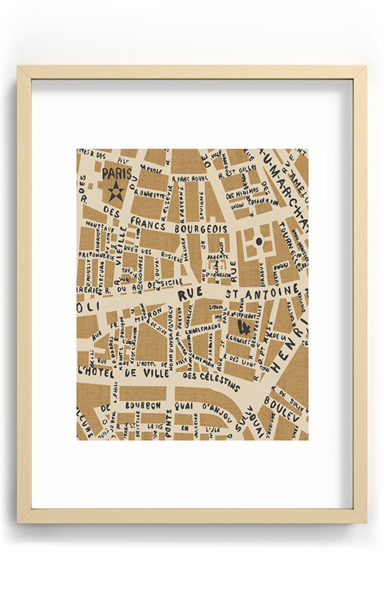 Deny Designs Paris Map Rustic Framed Art Print Nordstrom