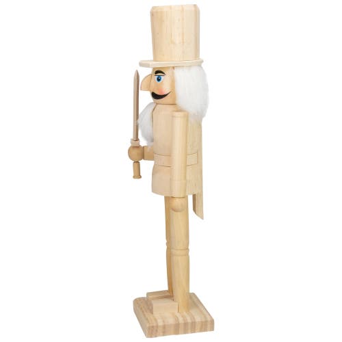 Northlight 15in Unfinished Paintable Wooden With Sword Christmas Nutcracker In Nude