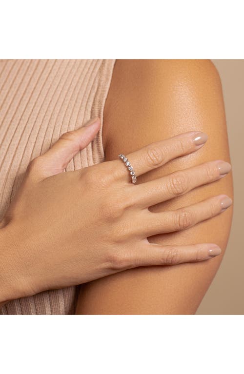Hautecarat Lab Created Diamond Single Prong 18k Gold Eternity Band Ring In White Gold