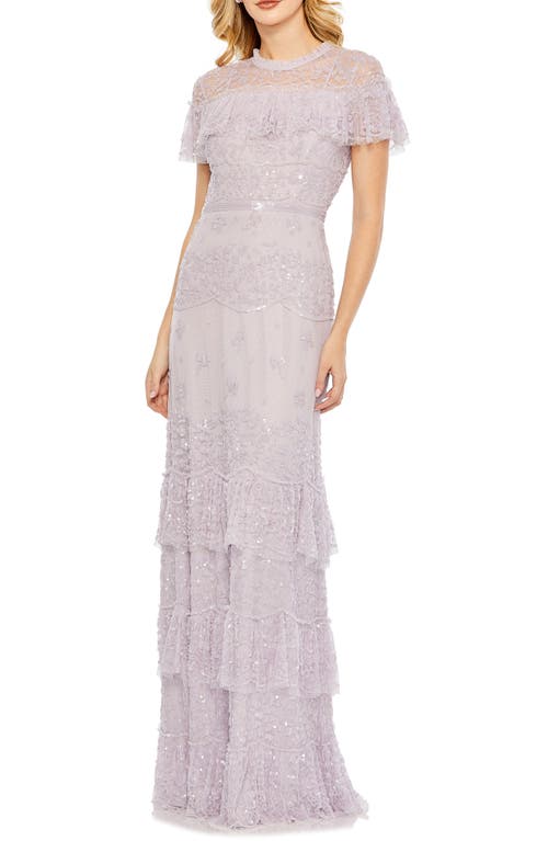 Mac Duggal Embellished Ruffle Gown in Lilac