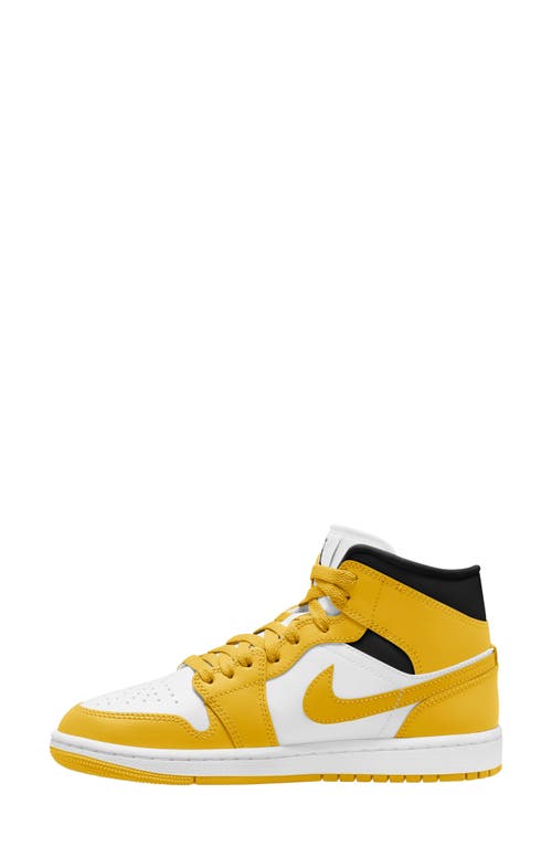 Shop Jordan Air  1 Mid Sneaker In White/vivid Sulfur/black