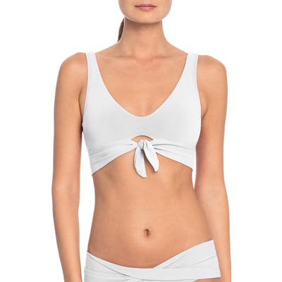 Robin Piccone Ava Knot Front Bikini Top, White
