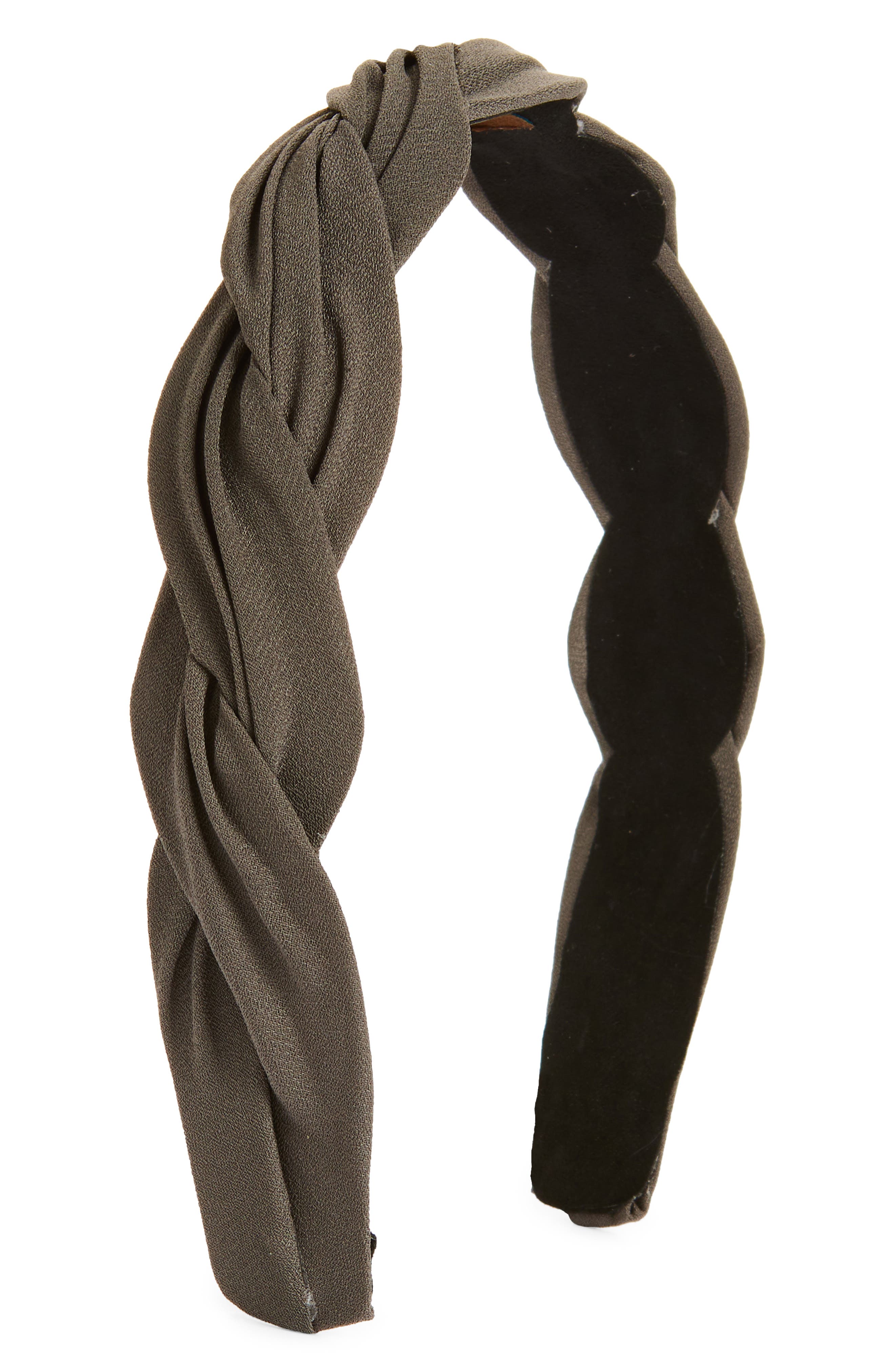 Tasha Braided Pleated Headband in Dark Grey 