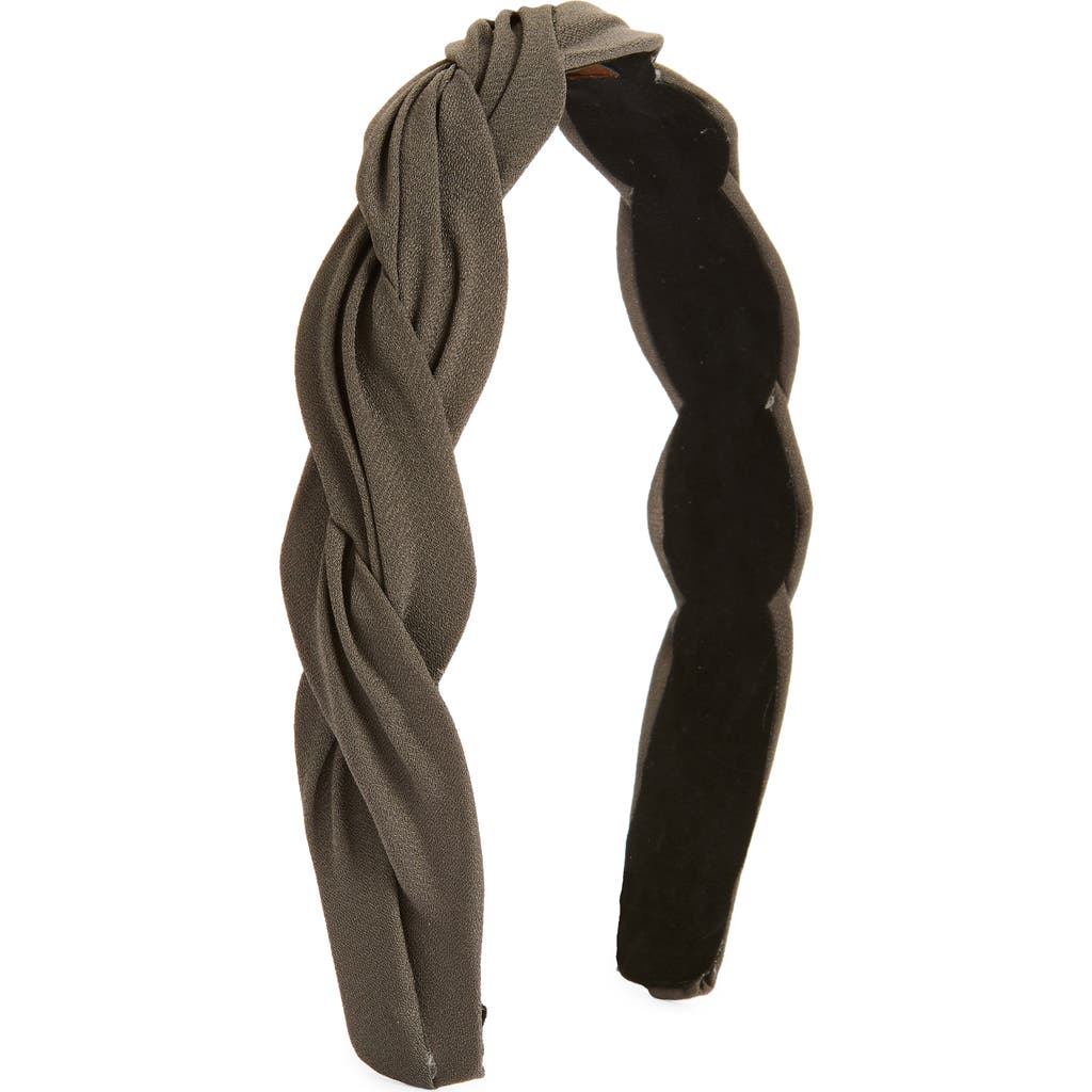 Tasha Braided Pleated Headband in Dark Grey