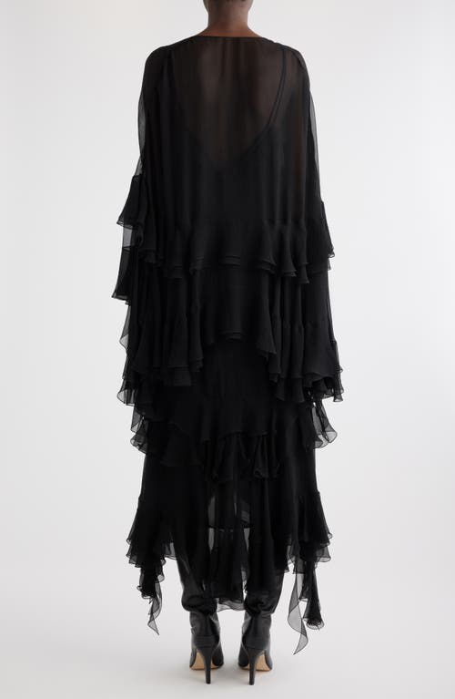 Shop Chloé Ruffle Silk Georgette Slipdress In Black