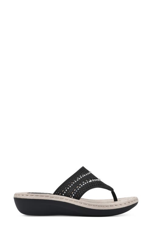 Cliffs By White Mountain Compact Womens Faux Leather Wedge Slide Sandals In Black/nubuck