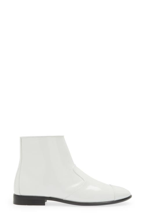 Shop Jeffrey Campbell Gretta Cap Toe Bootie In White Crinkle Patent