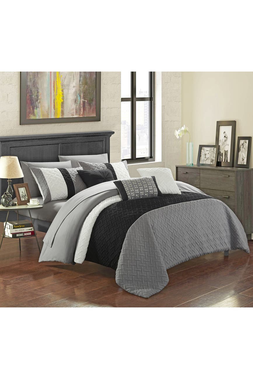 Chic Home Bedding Twin Shai Color Block Design Bed In a Bag Comforter