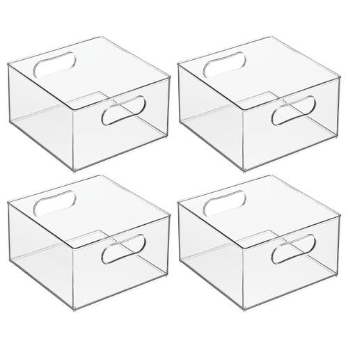 mDesign Plastic Stackable Closet Storage Organizer Bin w/ Handles, 4 Pack in Clear at Nordstrom