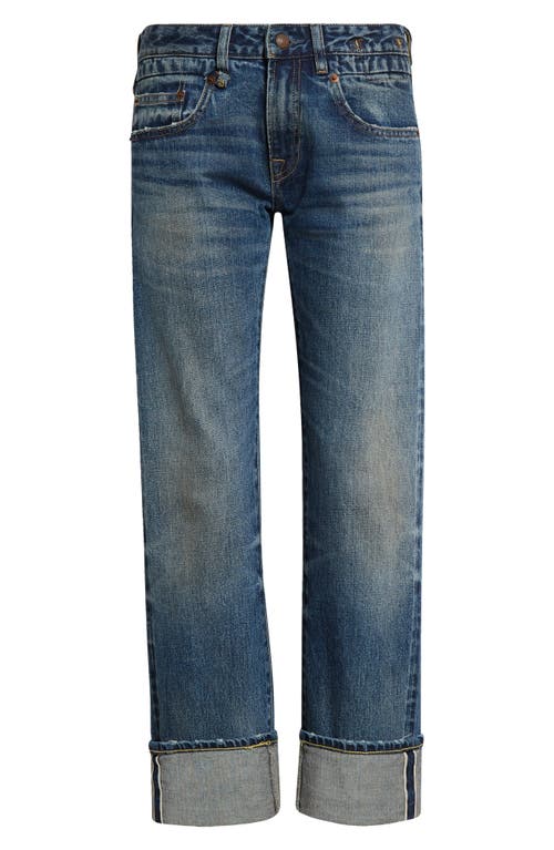 Shop R13 Cuff Hem Straight Leg Boy Jeans In Capel Selvedge Blue