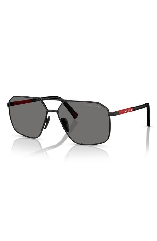 Shop Prada 60mm Polarized Pilot Sunglasses In Matte Black