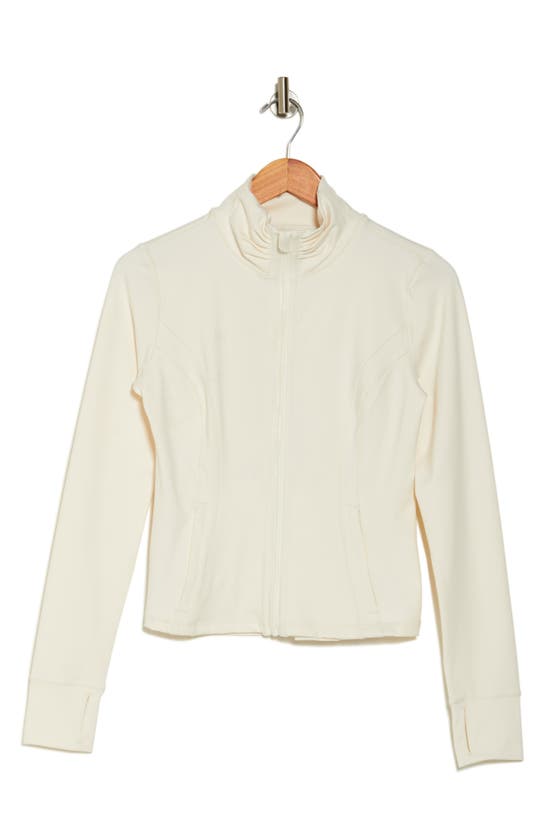 Shop 90 Degree By Reflex Lux Slim Fitted Pleated Jacket In Egret