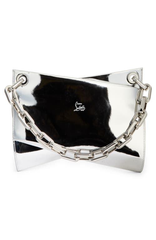 Shop Christian Louboutin Loubitwist Chain Metallic Leather Shoulder Bag In Sv71 Silver/silver