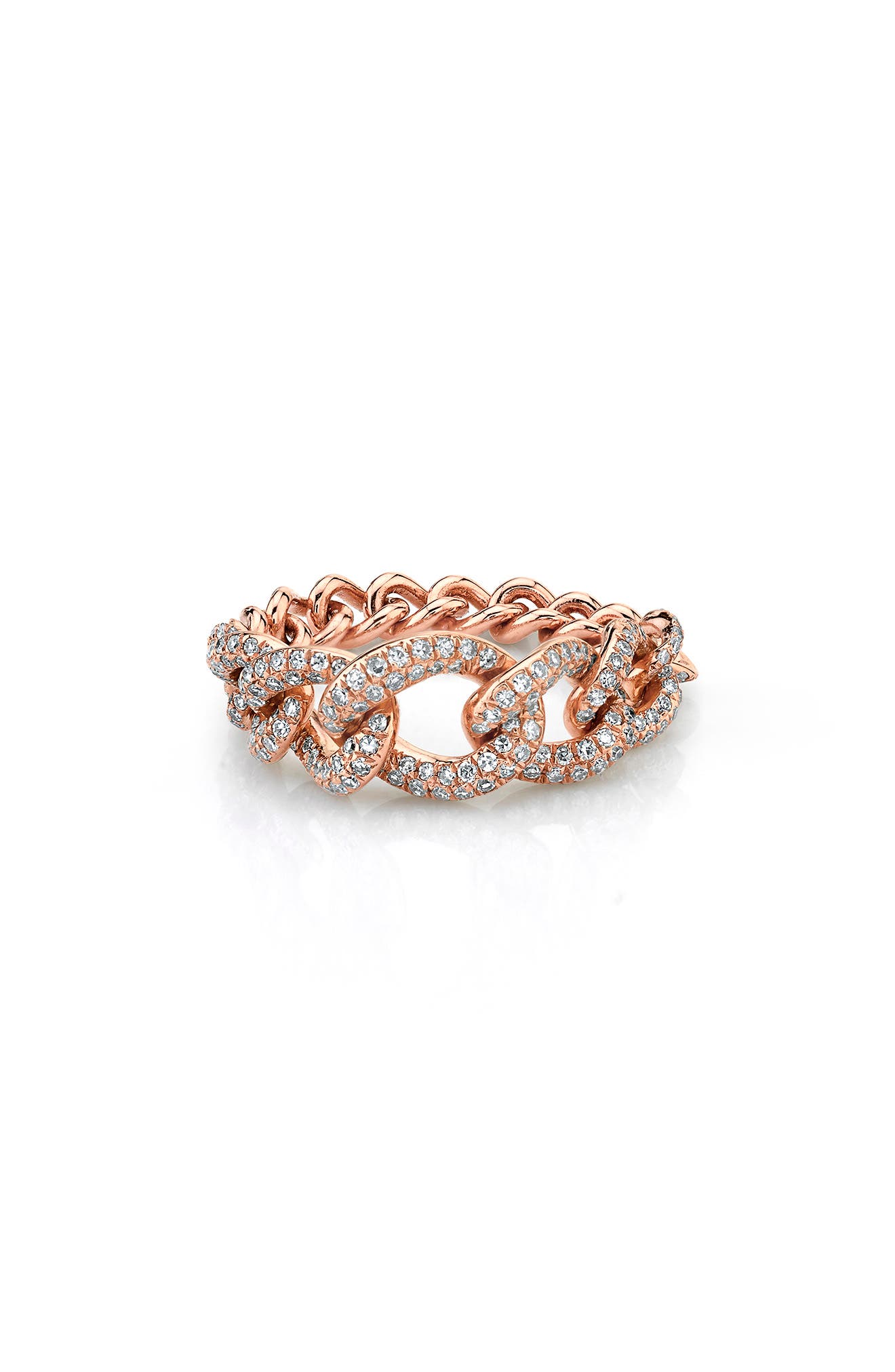 SHAY Graduated Pave Diamond Link Ring in Rose Gold at Nordstrom, Size 7 Us