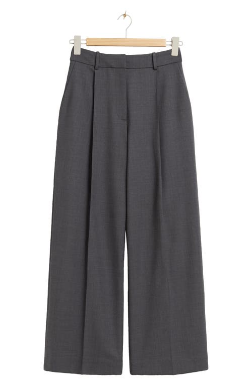 & Other Stories High Waist Wide Leg Trousers Grey Melange at Nordstrom,