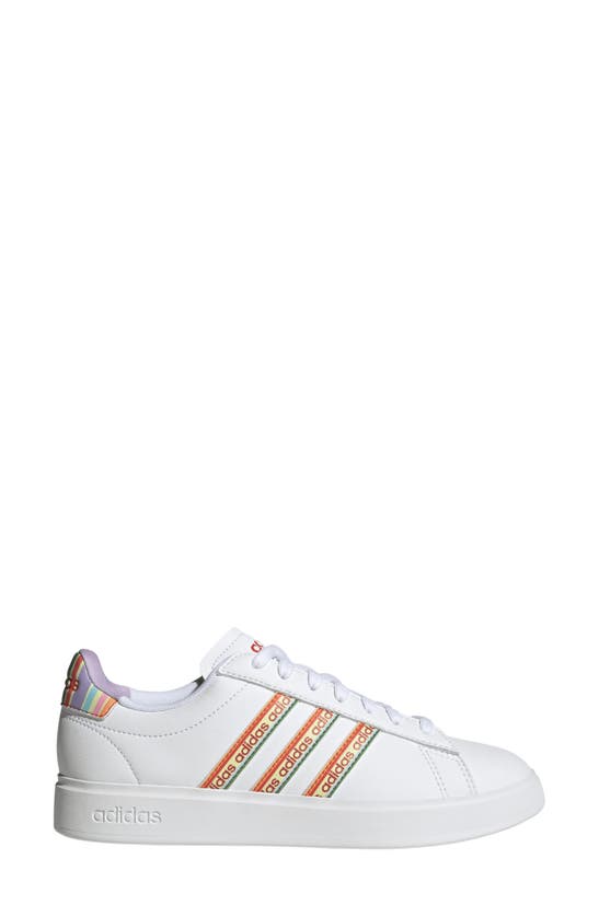 Adidas Originals Grand Court 2.0 Sneaker In White/ Lush Red/ Purple