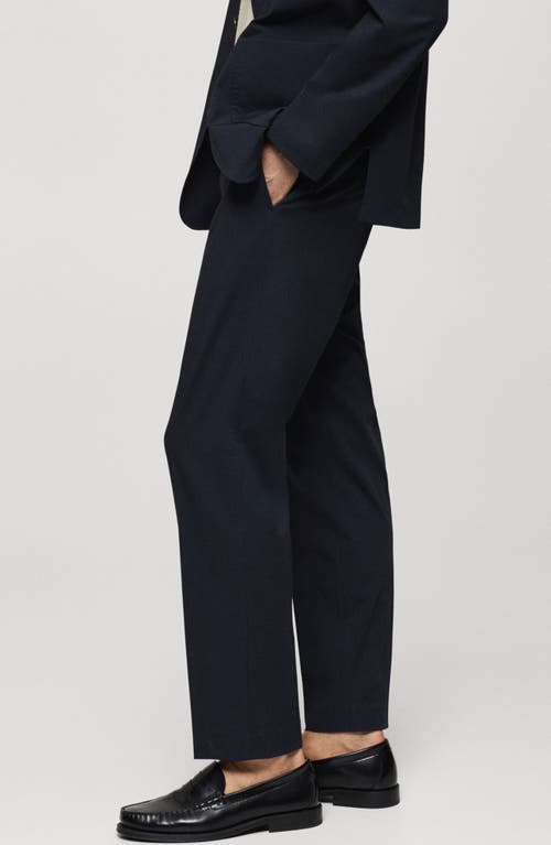 Mango Stretch Slim Fit Pants In Dark Navy