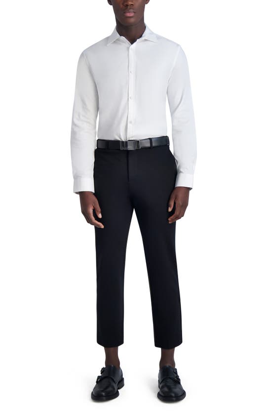 Shop Karl Lagerfeld Paris Jacquard Chevron Slim Fit Dress Shirt In White