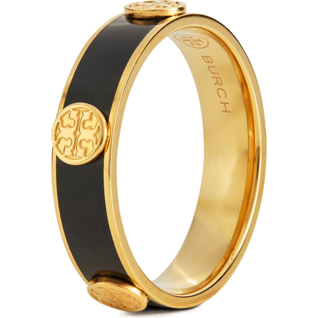 Tory Burch Miller Studded Ring In Tory Gold/black