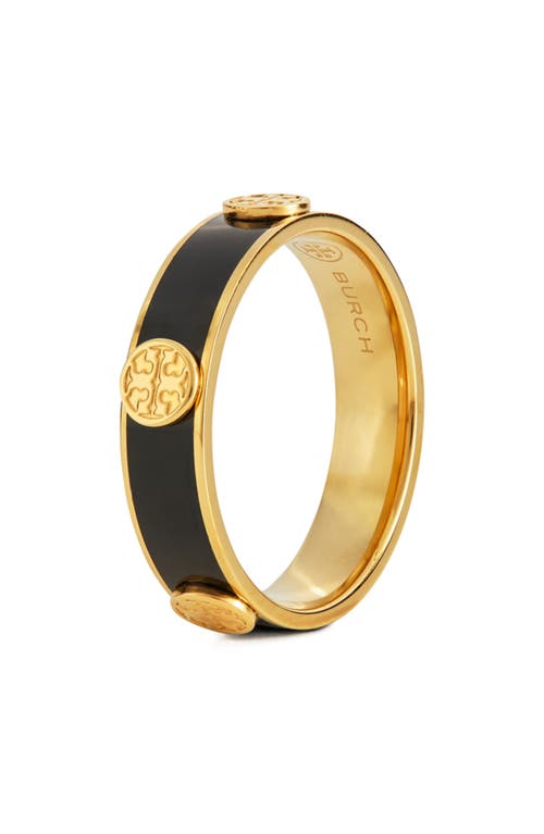 Miller Stud Enamel Ring in Tory Gold /Black