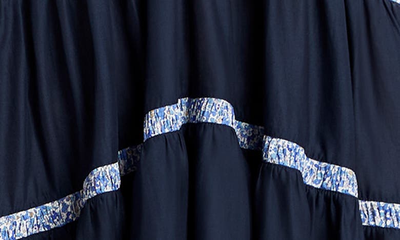 Shop Merlette X Liberty London Wallis Sleeveless Cotton Lawn Dress In Navy/ Liberty Blue Print
