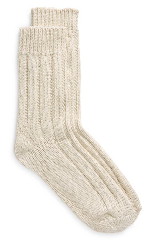 Shop Birkenstock Cotton Twist Crew Socks In Off White