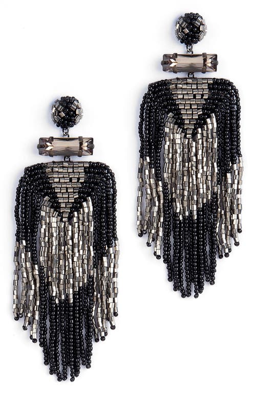 Jody Beaded Tassel Earrings in Gunmetal