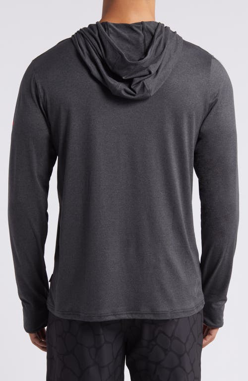 Shop Florence Sun Pro Adapt Long Sleeve Hooded Performance Top In Heather Black