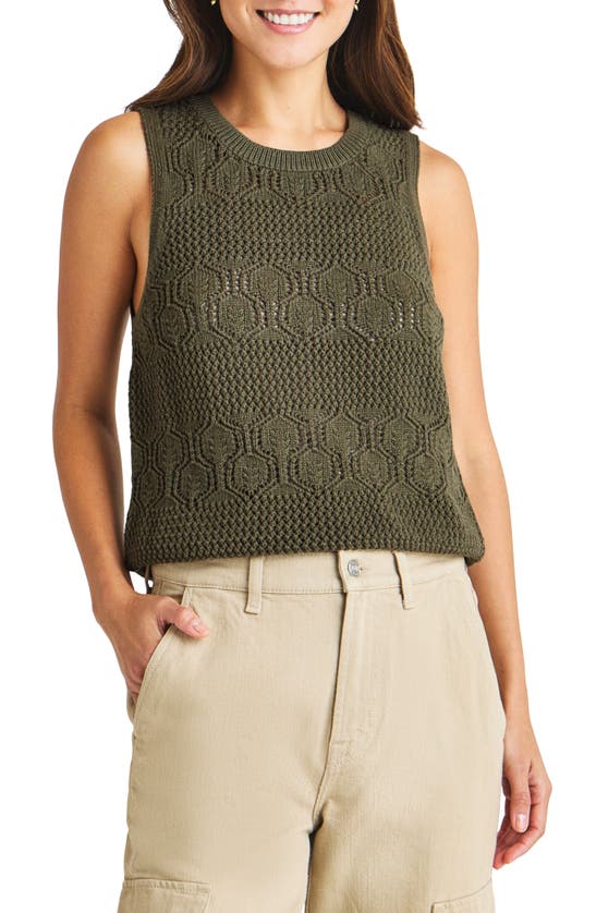 Splendid Celine Open Stitch Sleeveless Sweater In Spruce