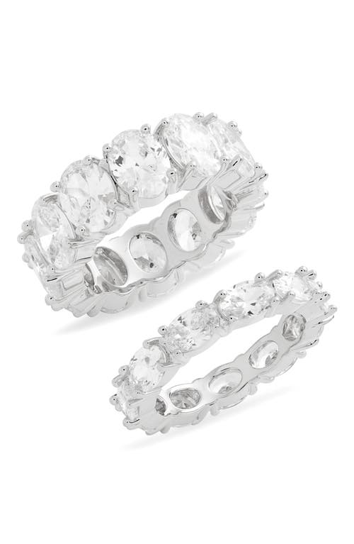 Shop Nordstrom Set Of 2 Oval Cubic Zirconia Eternity Rings In Clear- Silver