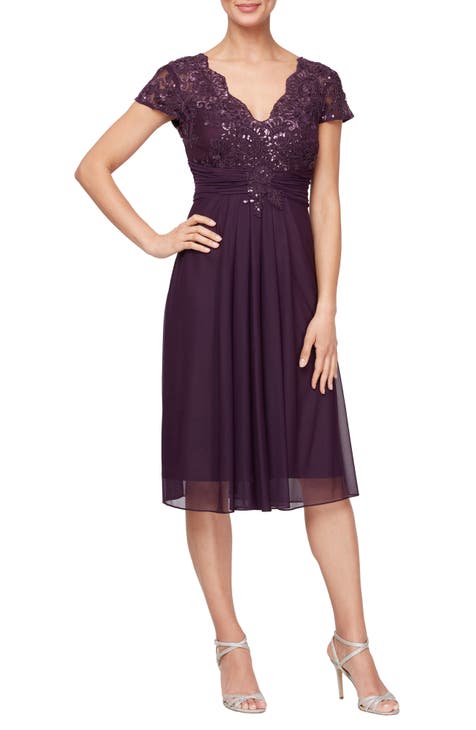 Sequin Embroidery Empire Cocktail Dress