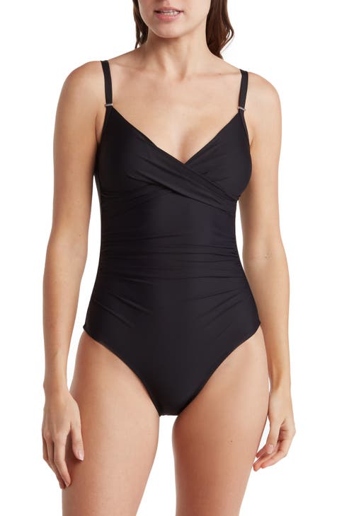 Lucky Brand Women's Chic Plunging Strappy-Back One-Piece Swimsuit 