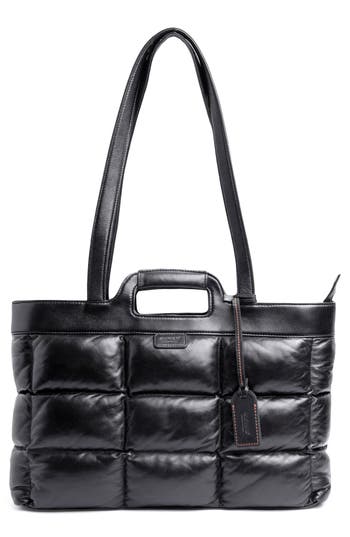 Old Trend Puff Clover Leather Tote Bag In Black