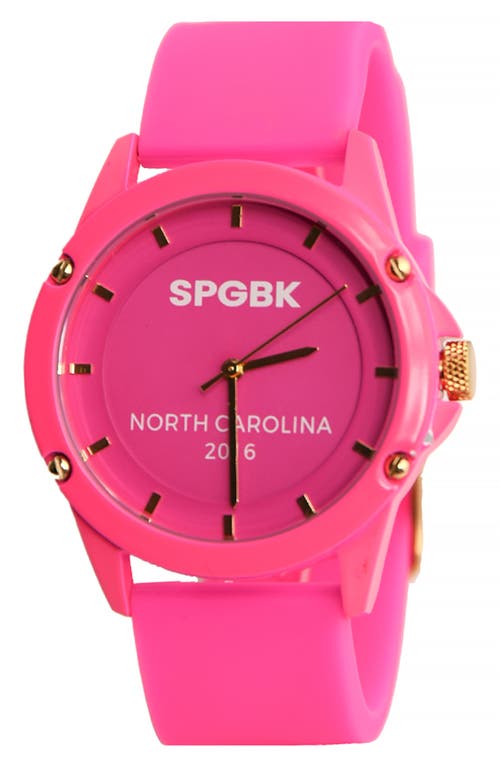 Spgbk Watches Sunnyside Silicone Strap Watch, 42mm In Hot Pink/gold