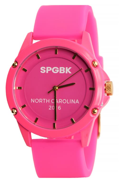 Shop Spgbk Watches Sunnyside Silicone Strap Watch, 42mm In Hot Pink/gold