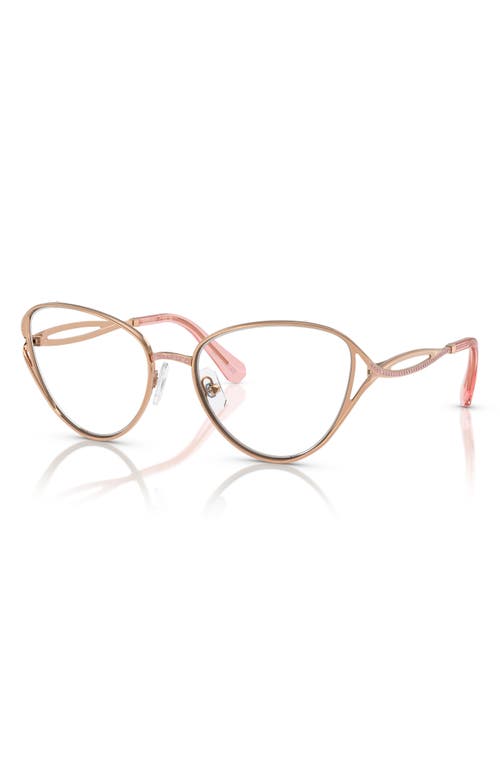 Swarovski 57mm Cat Eye Optical Glasses In Rose Gold