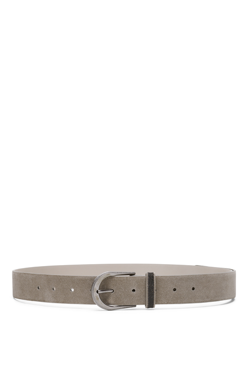 Shop Brunello Cucinelli Suede Belt In Dark Grey